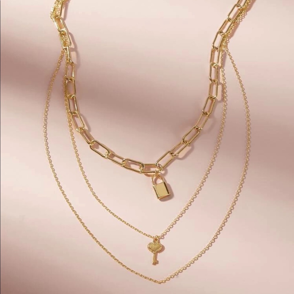 • Candice • Lock + Key Layered Necklace - Picture 2 of 4